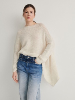 Beige Reserved Asymmetrical Women's Sweaters | WLHD-82576