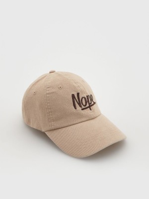 Beige Reserved Baseballembroidery Men's Caps | UOYK-29037