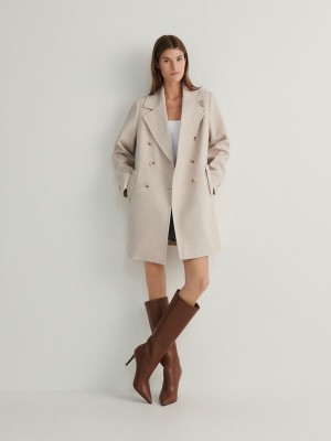 Beige Reserved Blended Wool Women's Coats | LPNO-41089