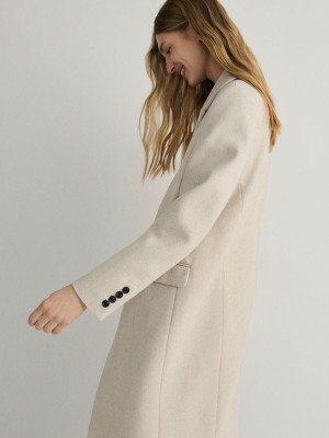 Beige Reserved Blended Wool Women's Coats | OMIW-07948