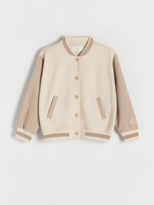 Beige Reserved Bomber Girls' Sweatshirts | DXAU-29631