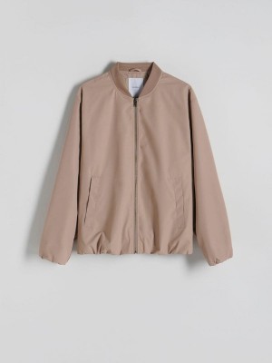 Beige Reserved Bomber Men's Jackets | OLVR-85627