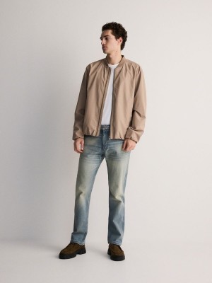 Beige Reserved Bomber Men's Jackets | XAER-28407