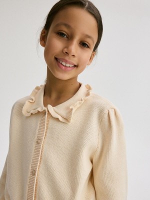 Beige Reserved Cardigancollar Girls' Sweaters | HTIY-68734