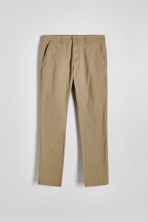 Beige Reserved Chino Slim Fit Men's Trousers | HRVL-32871