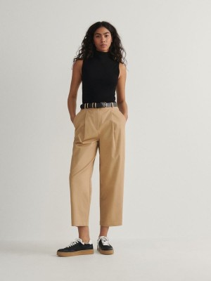 Beige Reserved Chino With Women's Trousers | BWPN-86719