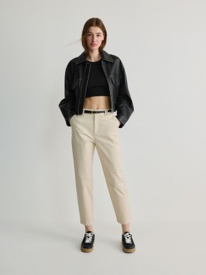 Beige Reserved Chino With Women's Trousers | QHKO-21358