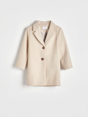 Beige Reserved Classic Design Single-breasted Girls' Jackets | QTCS-78642