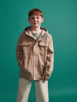 Beige Reserved Cotton Parka Boys' Jackets | YWER-10564