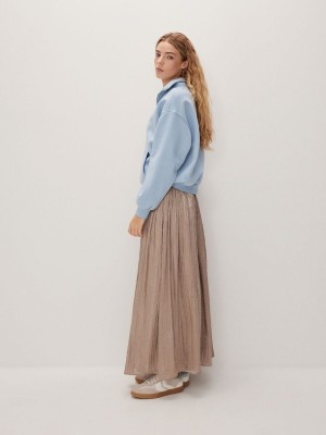 Beige Reserved Cotton Women's Skirts | DBCM-85639