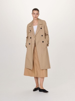 Beige Reserved Double-breasted Trench Women's Coats | LKPY-94873