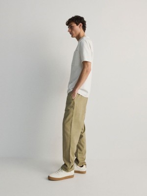 Beige Reserved Joggers Men's Trousers | XNEP-08243