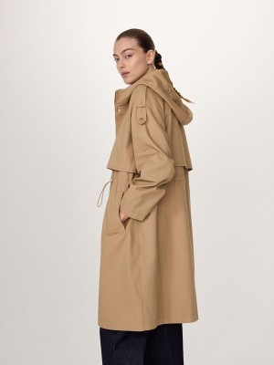 Beige Reserved Long Parkahood Women's Coats | CITV-76143