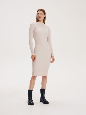 Beige Reserved Midi Women's Dress | WFPO-38046