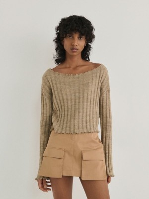 Beige Reserved Minipockets Women's Skirts | GNTU-98035