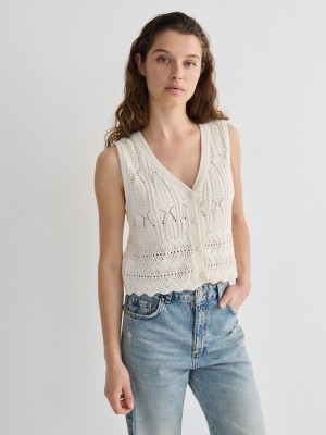 Beige Reserved Openwork Women's Sweaters | STDV-25439