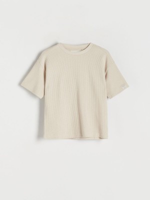 Beige Reserved Oversized Boys' T-shirts | YOUW-60892