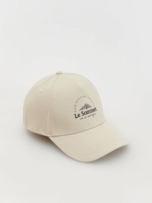 Beige Reserved Peaked Men's Caps | NZYU-26931