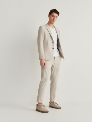 Beige Reserved Pressed Crease Men's Trousers | PRFL-81674