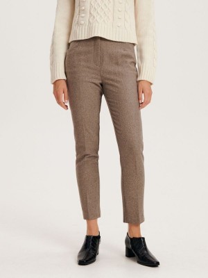 Beige Reserved Pressed Crease Women's Trousers | MBFS-08724