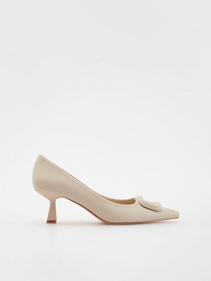 Beige Reserved Pumps Women's Heels | BWUG-61745