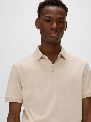 Beige Reserved Regular Fit Men's Polo Shirts | ZEJT-01942