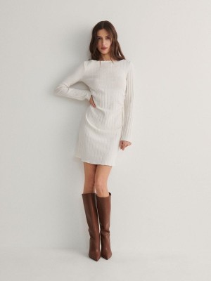 Beige Reserved Rib Knit Jersey Women's Dress | TFCS-53681