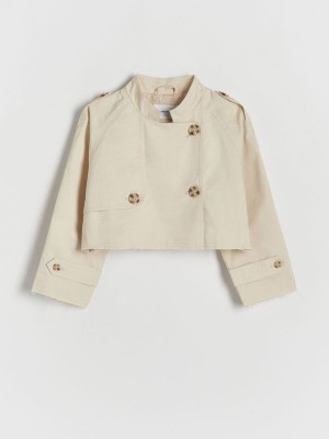 Beige Reserved Short Trench Girls' Jackets | XRUF-36729