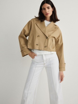 Beige Reserved Short Trench Women's Coats | JUIT-07435