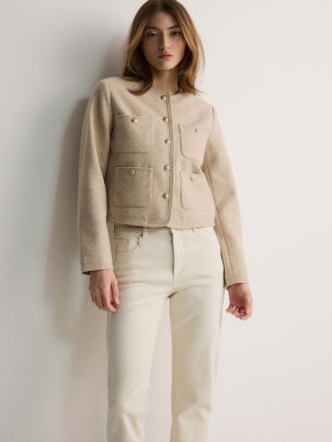 Beige Reserved Shortpockets Women's Jackets | XIBG-27563