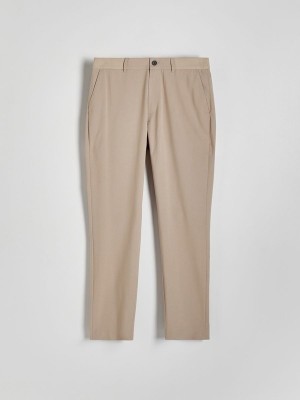 Beige Reserved Slim Men's Trousers | ZSND-31684