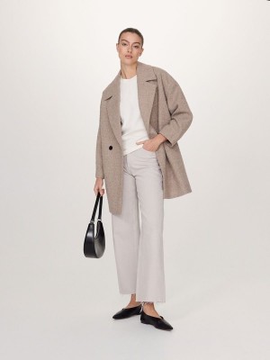 Beige Reserved Structural Fabric Women's Coats | KTBM-07652