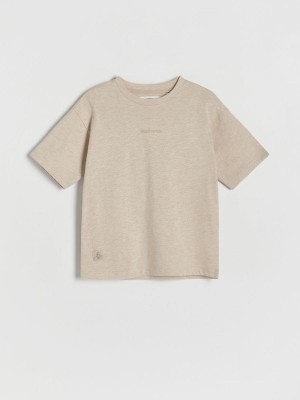 Beige Reserved T-embroidery Detailing Boys' T-shirts | WCNE-61097