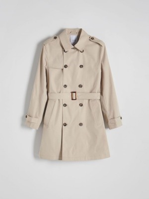 Beige Reserved Trench With Men's Coats | SKOJ-65380