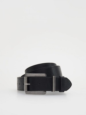 Black Reserved Buckle Men's Belts | LFUV-31240