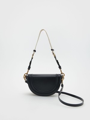 Black Reserved Buckles Women's Bags | ILVA-20316