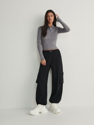 Black Reserved Cargo Women's Trousers | ISYE-65902