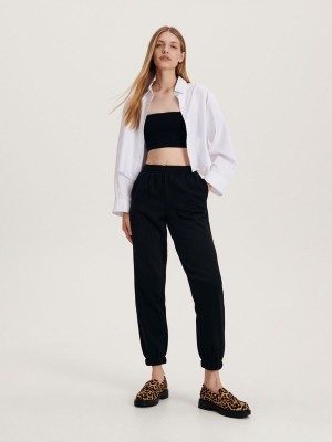 Black Reserved Cargo Women's Trousers | PQZU-86953