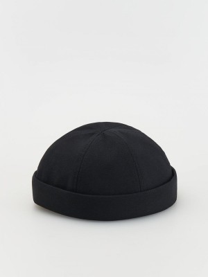 Black Reserved Check Men's Caps | DSGJ-30849