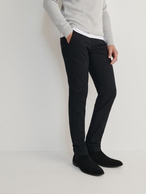 Black Reserved Chino Slim Fit Men's Trousers | OCWK-71342