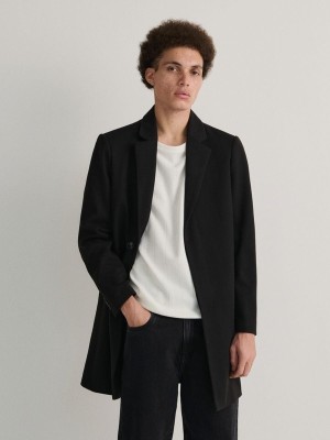 Black Reserved Classic Men's Coats | TAQX-47912