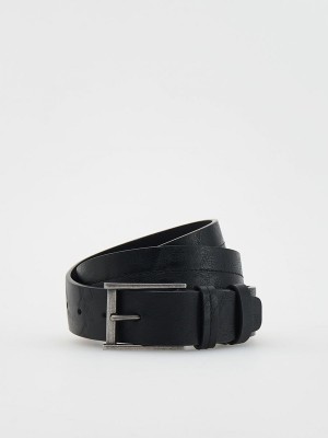 Black Reserved Combined Materials Men's Belts | YROC-27319