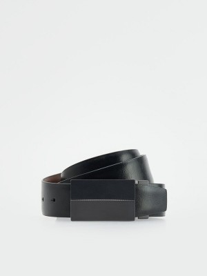 Black Reserved Combined Materials Men's Belts | MYIJ-81632