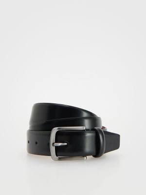 Black Reserved Combined Materials Men's Belts | TJOI-57801