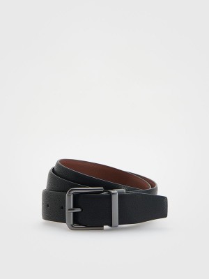 Black Reserved Combined Materials Men's Belts | BJIW-52961