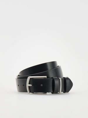 Black Reserved Combined Materials Men's Belts | AWXE-27348