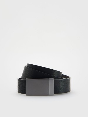 Black Reserved Combined Materials Men's Belts | FMKI-84607