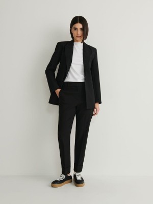 Black Reserved Cuffs Women's Trousers | KFIS-73894