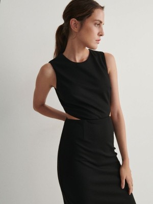 Black Reserved Cut Out Women's Dress | CZOF-84961