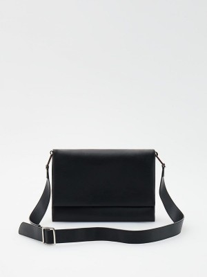 Black Reserved Faux Leather Women's Bags | HSOV-94706